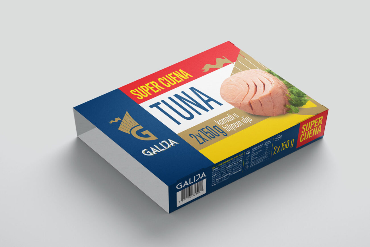 Omot za tunu. Galija tuna omot, offset tisak i izrada kutije. Prehrambena ambalaža. Tisak ambalaže. Štampa ambalaže.